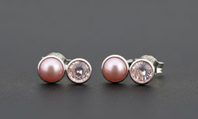 women's light pink earrings for a royal ball